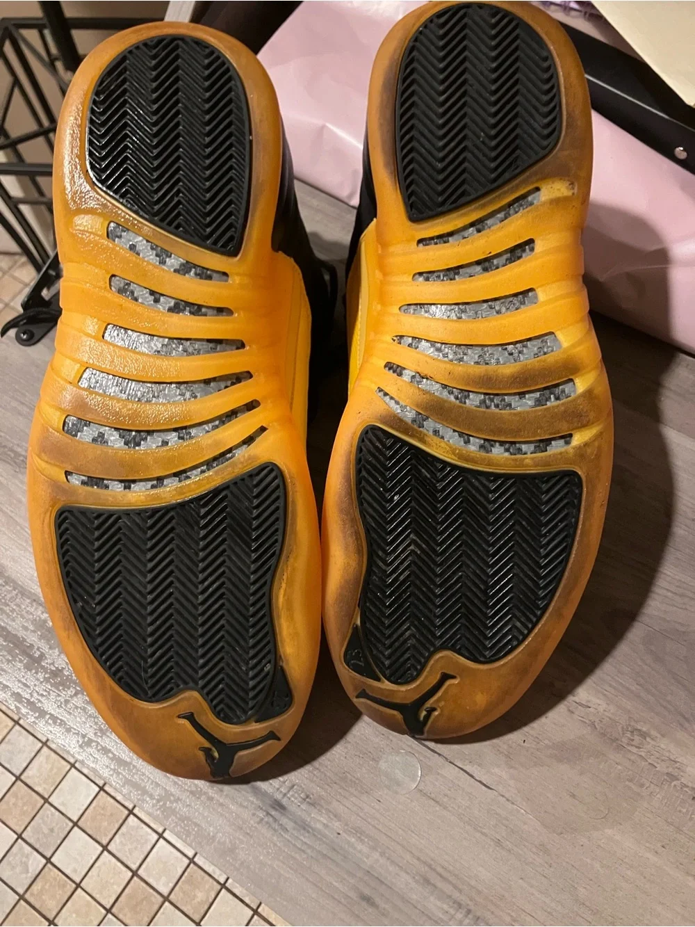 Jordan Air Jordan 12 Retro Black and University Gold Men’s Sneakers-size 10